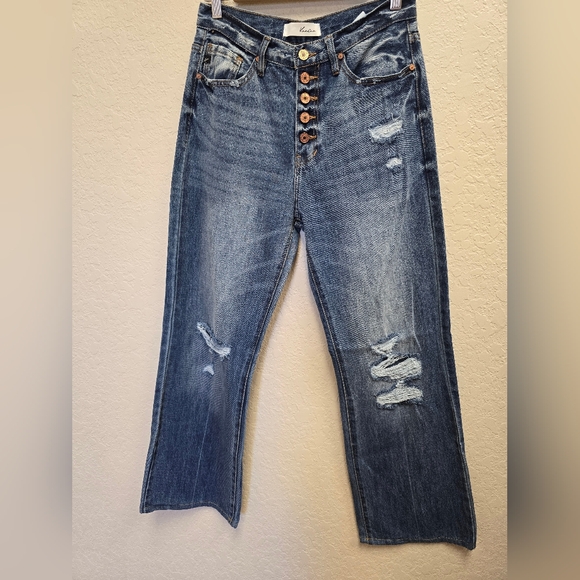 KanCan 90s High Rise Button Fly Wide Leg Blue Denim Jeans Size 5/26 - Picture 4 of 8